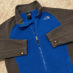 The North Face Full-Zip Fleece Jacket | Blue with Gray Panels | Small